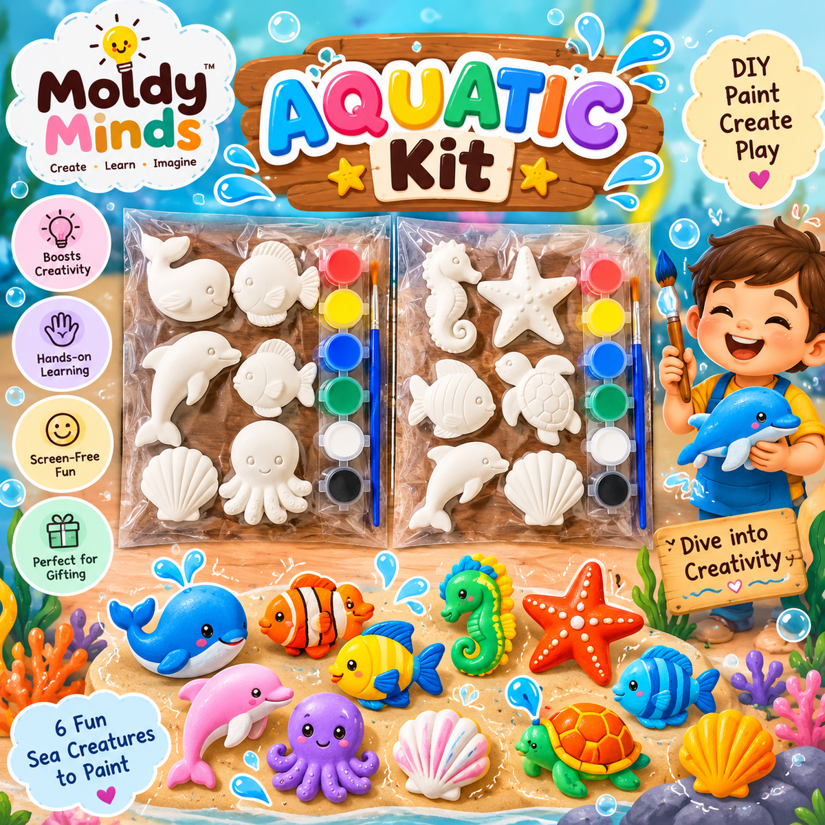 Dive Into a World of Ocean Fun! 🐠🌊
Moldy Minds Aquatic Kit 🐙🦀🐚