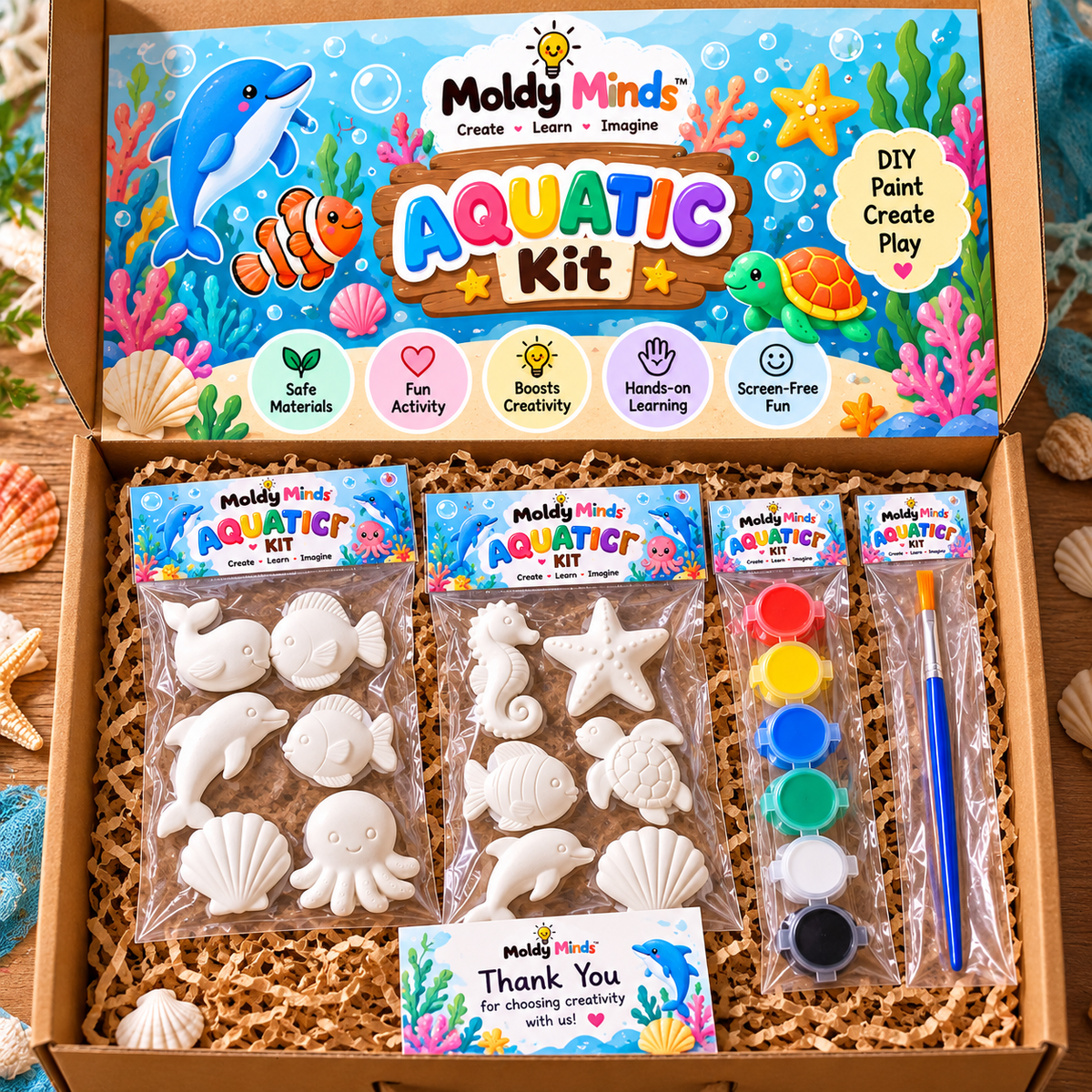 Dive Into a World of Ocean Fun! 🐠🌊
Moldy Minds Aquatic Kit 🐙🦀🐚