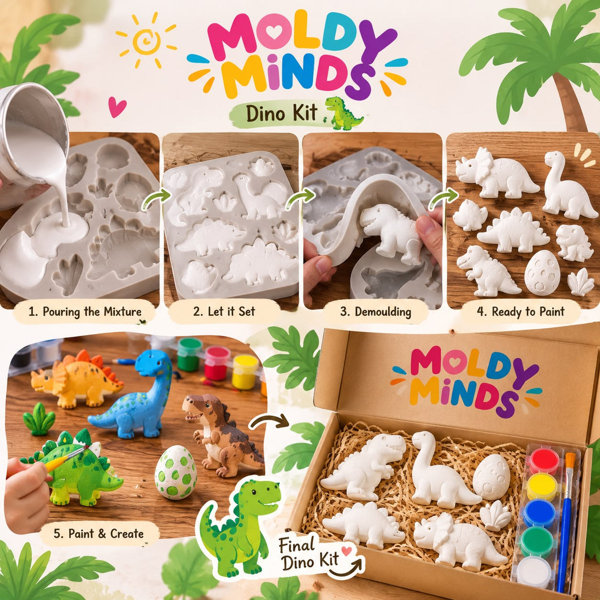 Moldy Minds DIY Dino Painting Kit – Paint, Create & Explore! 🎨🦕
